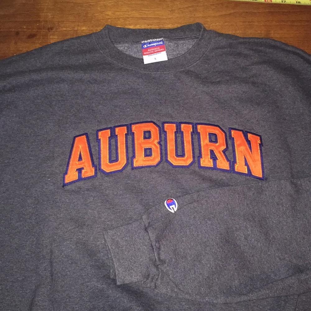Gray Auburn Champion Crew Sweatshirt